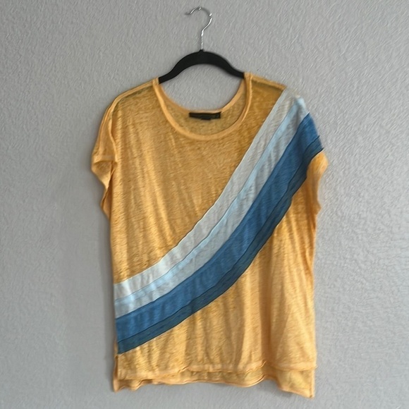 Vanilla Star Yellow Color Block Oversized Shirt Size Small - Picture 1 of 10